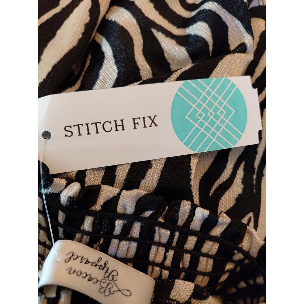 Stitch Fix Beacon Apparel XXL Mock Neck Zebra Print Short Flutter Sleeves Top - Picture 10 of 10